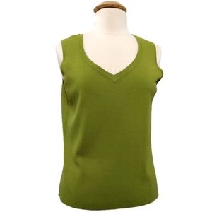 Talbots Sleeveless V-neck Sweater Popover Knit Shell Rayon Green Large